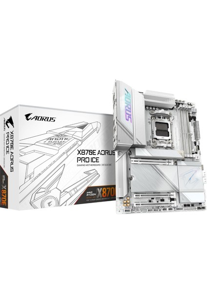 Gıgabyte X870E Aorus Pro Ice Am5 Ddr5 8266MHZ+(OC) Pcıe 5.0 Çift M.2 Usb4 Wifi 7 5gbe Lan Atx Anakart