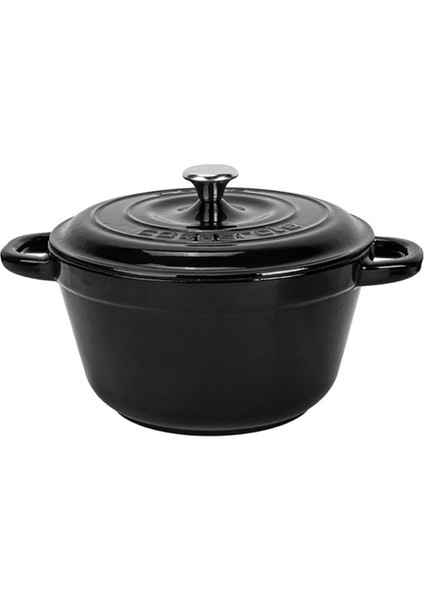Döküm Yuvarlak Tencere Döküm Demir Kapak New Serisi ÇAP(Ø)24CM. Siyah