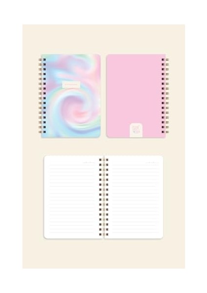 Cep Boy 10X14 cm Spiralli Çizgili Karton Kapak 3&apos;lü Defter Seti No Excuses Soyut Gradient modelleri