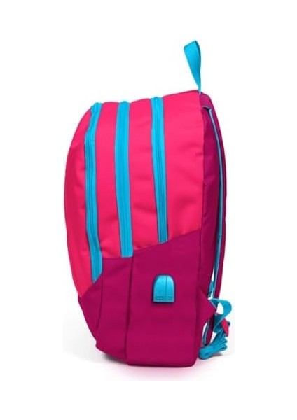 Sport Pembe Kırmızı Okul ve Günlük Sırt Çantası - Dört Gözlü - USB ve Aux Soketli fiyatları