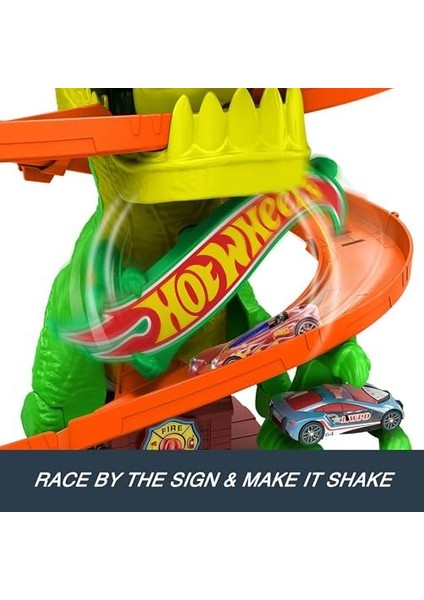 T-Rex ve Itfaiye Istasyonu Oyun Seti Hot T-Rex ve Itfaiye Istasyonu Oyun Seti ve 1:64 Ölçekli Metal Araba, Dinozorla Mücadele JBM73 fiyatları