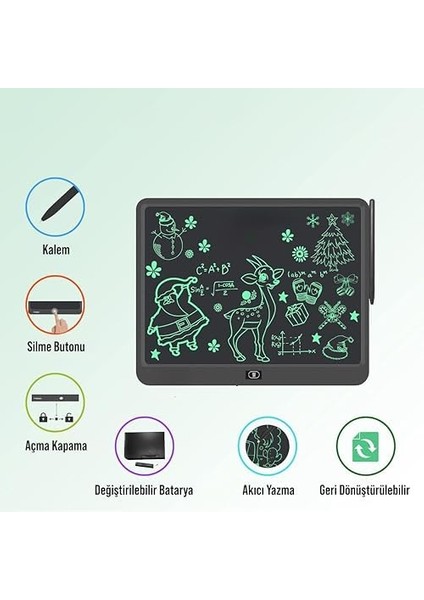 Çocuklar ve Yetişkinler Için Dokunmatik Ekran Çizim Tahtası, Yazı ve Çizim Tableti (Siyah, Cwt-16) fiyatları
