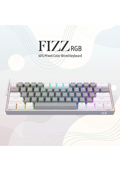 Redragon K617-RGB 16,8 Milyon Rgb Aydınlatma, Red Switch Fizz%60 Q Türkçe Kablolu Mekanik Oyuncu Klavyesi Gri Beyaz fiyatları