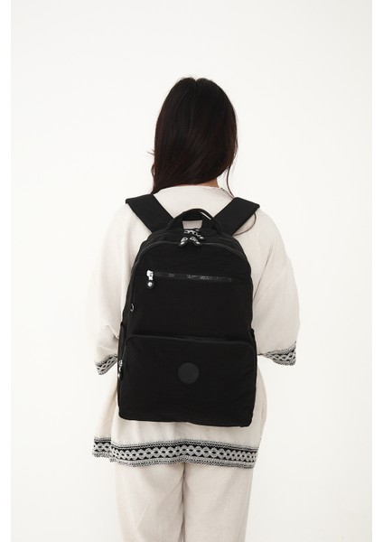 Sanmorris Glc Unisex Suya Dayanıklı Orta Boy Krinkıl Kumaş Çok Gözlü Siyah Laptop Okul ve Seyahat Sırt Çantası indirimleri