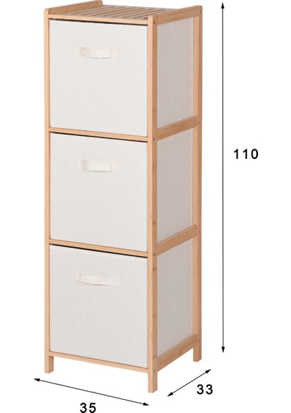 Doğal Bambu 3 Çekmeceli Düzenleyici Dolap – 110 cm Çok Amaçlı Raf Ünitesi – Banyo, Yatak Odası ve Mutfak Organizer fırsatları