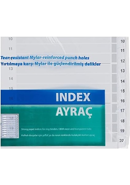 Karton Ayrac 1-20 Rakam A4 fiyatları