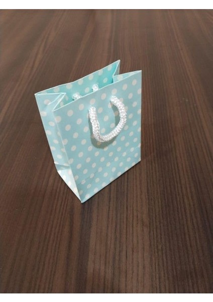 Saplı Torba Torba Çanta Mavi Puanlı 8X5X11 cm 25 Adet fiyatları