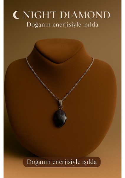 Kadın Kolye Ametis Doğal Taş Zincirli Kolye