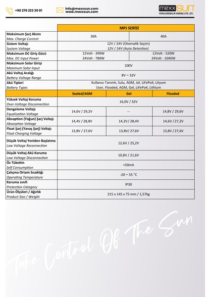 - Inges 30 Amper Mppt Şarj Kontrol Cihazı - 12/24 Volt - Şarj Kesici ve Regülatörü