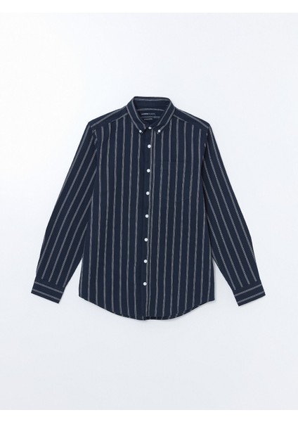 Yeni Sezon Regular Fit Uzun Kollu Çizgili Erkek Gömlek indirimleri