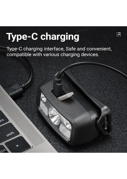 Hs-43 Sensörlü Şarjlı Type-C Çok Amaçlı Kırmızı Işıklı Kafa Lambası fırsatları