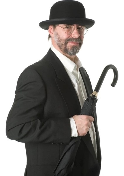 Siyah Renk Yetişkin Boy Retro Bowler Derby Şapkası 58 cm modelleri