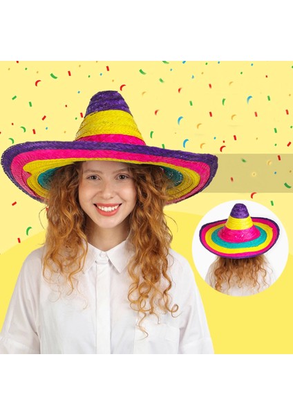 Sombrero Meksika Şapkası Renkli Örme Hasır Çocuk Boy - Lisinya fırsatları