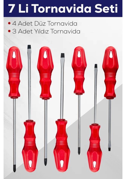 7'li Tornavida Seti (4 Düz Tornavida 3 Yıldız Tornavida) ( Lisinya )