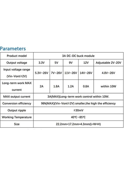 MP1584EN 3,3V 3A Ultra Küçük Boyutlu Dc-Dc Adım Besleme Modülü modelleri