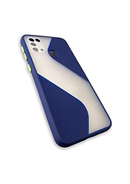 Cupcase® Galaxy M31 Uyumlu Kılıf Su Yolu Tasarımlı Yarı Transparan Şeffaf Kamera Lens Korumalı Uzun Ömürlü Kapak - Lacivert fiyatları