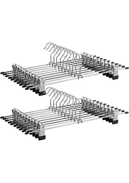 CRI006-20 Metal Kıyafet/ Askısı, Çoraplar Etekler Için, 40 x 10,5 cm (Ekstra Geniş) Kaymaz, Krom Kaplama, 20 Adet modelleri