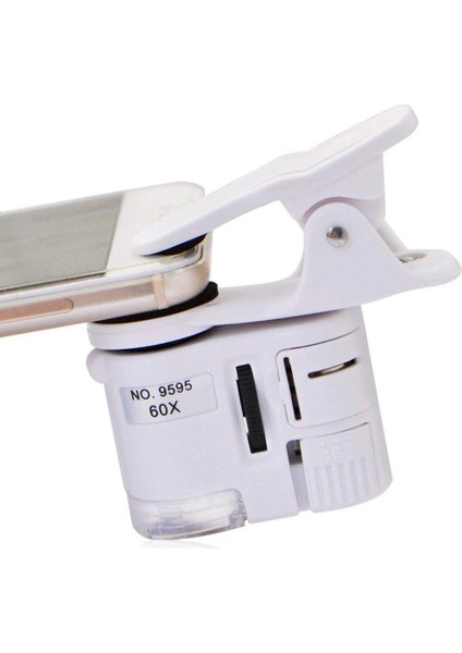 60X Mini Cep Telefonu Için Mandallı Mikroskop Uv Ledli Büyüteç Model AL2431 - Lisinya