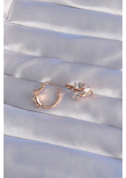 Xuping Rose Renk Zirkon Taşlı Halka Küpe - Lisinya modelleri