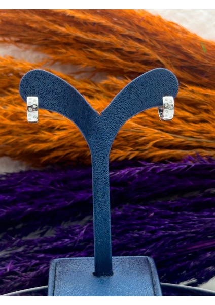 925 Ayar Gümüş Yıldız Detaylı Halka Modeli Lüks Kadın Küpe modelleri