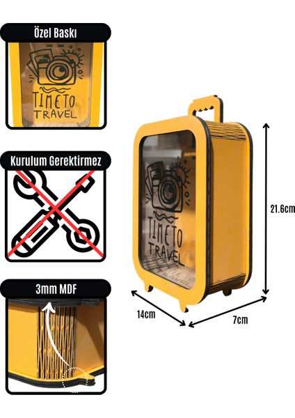 Parabox - 20.000TL Kumbara - Ahşap Para Biriktirme Hedef Kutusu - Time To Travel - Turuncu Kumbara fırsatları
