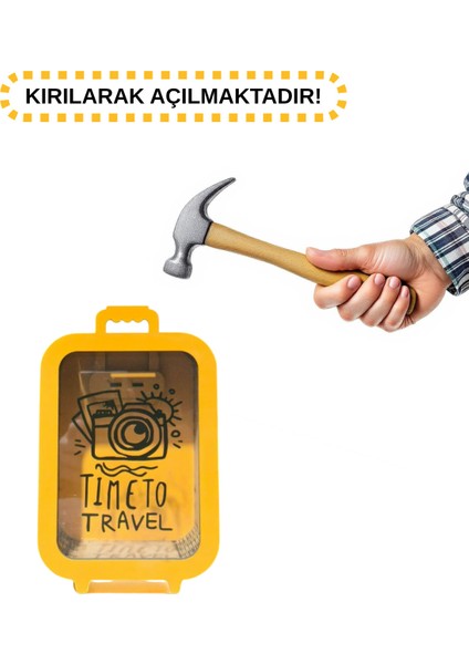 Parabox - 20.000TL Kumbara - Ahşap Para Biriktirme Hedef Kutusu - Time To Travel - Turuncu Kumbara indirimleri