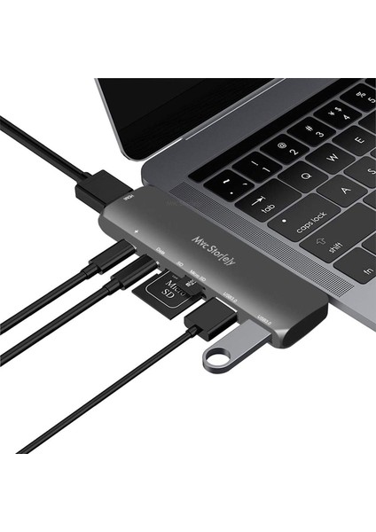 Type-C USB | HDMI Dönüştürücü 4K | USB Çoklayıcı Hub | Transferi Destekli | Usb-C Çevirici |, Laptop Uyumlu Gri