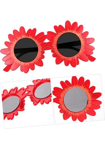 Kırmızı Renk Papatya Şekilli Parti Gözlüğü 18X10 cm