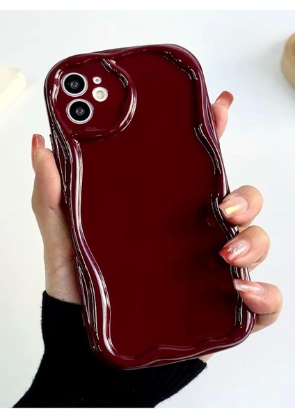 Aksesuar 11 ile Uyumlu Darbe Önleyici Dalgalı Bordo Antişok Silikon Kılıf
