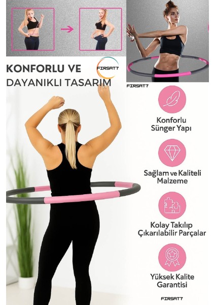 8 Parçalı Ayarlanabilir Ağırlıklı Hulaahoop 1 kg – 72 cm / 85 cm / 95 cm Wellness Egzersiz Çemberi
