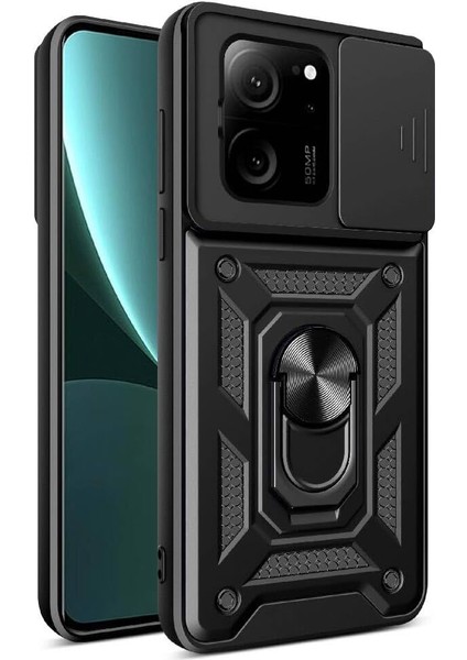 Mi 13T / Mi 13T Pro Uyumlu Kamera Korumalı Sürgülü Yüzüklü Tank Kılıf