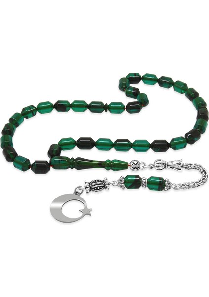 Kararmaz Metal Püsküllü Uçlu Kapsül Isim Yazılı Ayyıldız Plakalı Turkuaz Siyah Ateş Kehribar Tesbih fiyatları