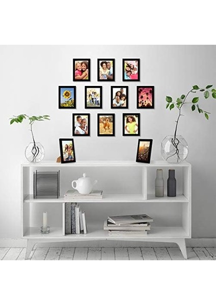 12 Parça 5x7 Galeri Duvar Resim Çerçevesi Seti Siyah - Cilalı Pleksiglas ile Kompozit Ahşap - Duvar ve Masa Üstü Için Yatay ve Dikey Biçimler fiyatları