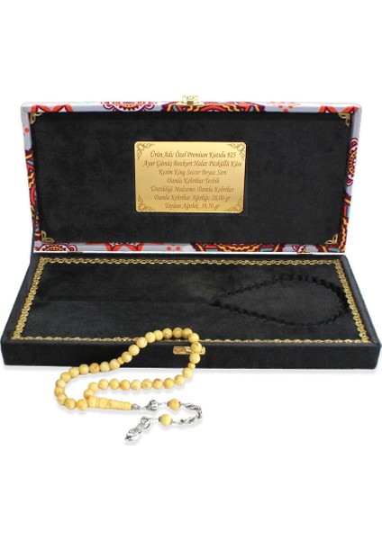 Damla Kehribar Tesbih - 925 Ayar Gümüş Halat Püsküllü - Küre Kesim - King Seccer - Premium Kutulu fiyatları
