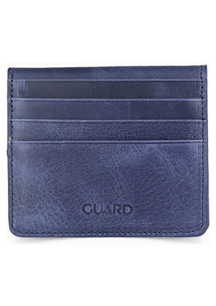 Guard Antik Lacivert Patlı Tasarım Deri Kartlık