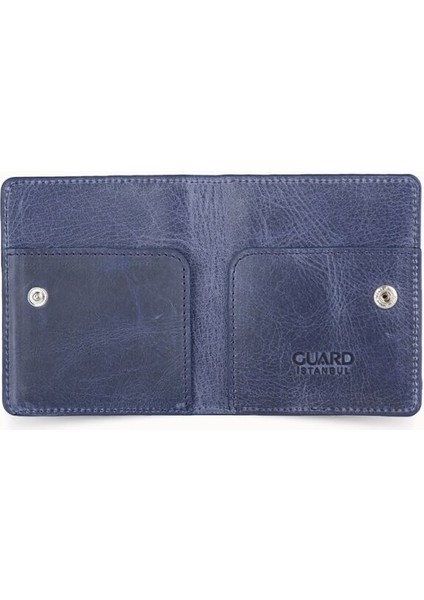 Guard Antik Lacivert Patlı Tasarım Deri Kartlık modelleri