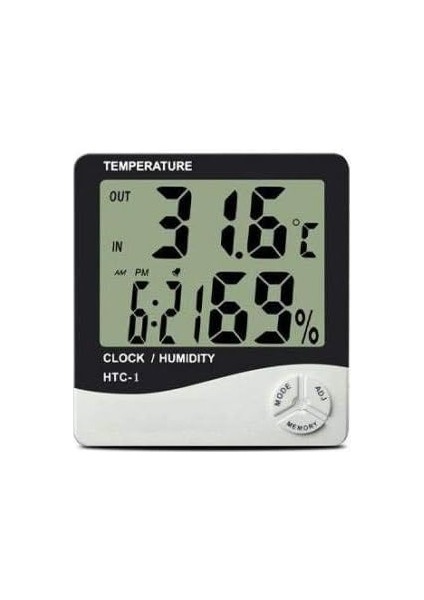 Duvara Asılabilen Saatli ve Nem Ölçer Termometre Higrometre