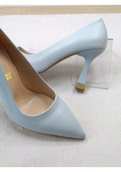 Kadın Stiletto Ayakkabı Bebe Mavisi 8.5 cm Topuk Boyu fırsatları