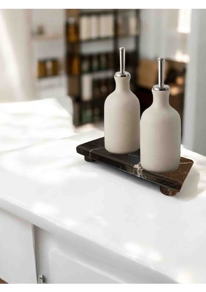 Beyaz Damarlı Siyah Mermer Yağdanlık Altlığı – 9X18 cm