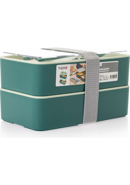 Pratik Yemek ve Saklama Kabı Seti-Dörtgen Su Yeşili modelleri