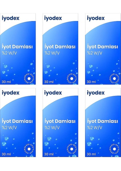 İyodex Lugol İyot Selenyum Damlası %2 30 ML Saf Renklendirici İçermez (6 Adet)