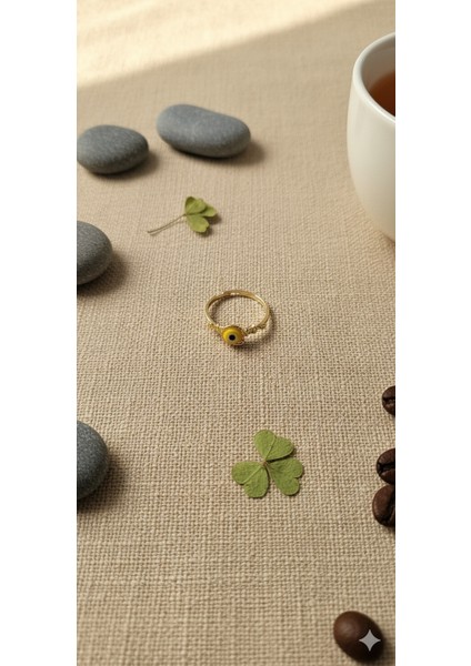 Sarı Nazar Boncuğu Yüzük - Şans ve Koruma Getiren El Yapımı Yüzük modelleri