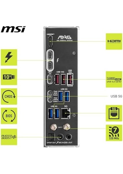 Msı, Mag Z890 Tomahawk Wifi Soket 1851 Ddr5 9200MHZ(OC) USB 20GBPS 4xm.2 2xtb4 HDMI Display 5g Lan Wifi 7 Atx, 7E32-001R fiyatları