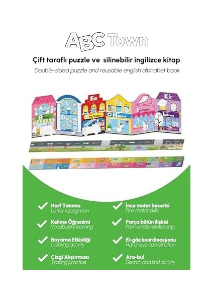 & Folks Abc Town Multi Activity Set, Wipe Clean Foldable Book And Puzzle, Yol ve Alfabe Puzzle Kitap Seti, Alphabet Street, Abc Şehri Multi Aktivite Seti modelleri