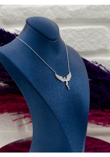 925 Ayar Gümüş Zirkon Taşlı Melek Modeli Popüler Kadın Kolye