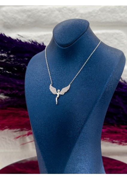 925 Ayar Gümüş Zirkon Taşlı Melek Modeli Popüler Kadın Kolye fiyatları