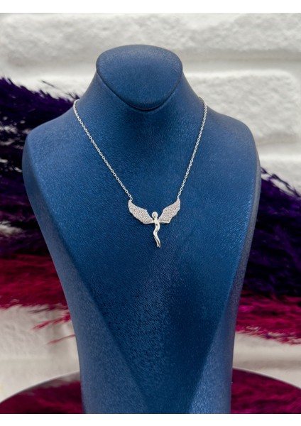 925 Ayar Gümüş Zirkon Taşlı Melek Modeli Popüler Kadın Kolye modelleri