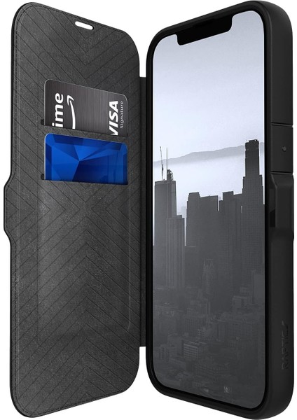 13 Ile Uyumlu Kılıf Vegan Deri Tasarımlı Şeffaf Kartlıklı Raptic Folio Serisi Kapak