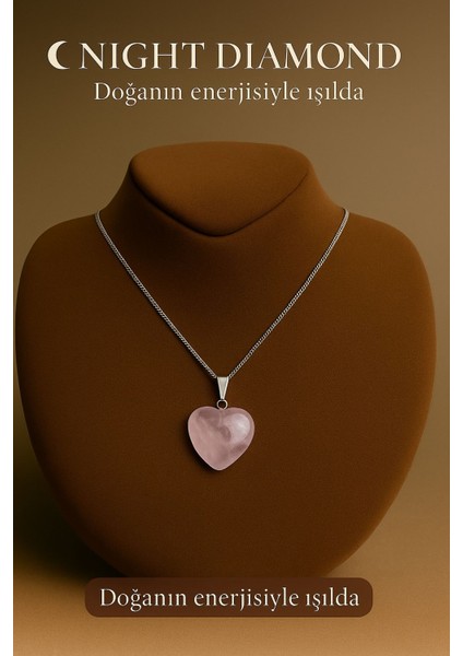 Kadın Kolye Kuvars Doğal Taş Zincirli Kolye