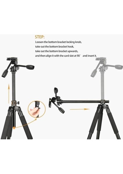 HT-T06 Profesyonel 190 cm Yatay Kullanım Çok Fonksiyonlu Panoramik Kafa 360 Derece Dönebilir Monopod modelleri